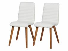 Lot de 2 - chaise magda blanc et marron - assise cuir