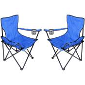 Lot de 2 Chaise Pliante Fauteuil Simplement Pratique pour Pêche Plage Camping Jardin Bleu