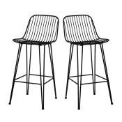 Lot de 2 chaises de bar design en métal 67cm noir