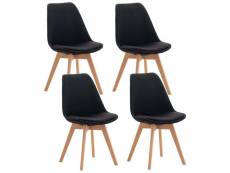 Lot de 4 chaises de salle à manger cuisine bureau style scandinave en tissu noir pieds en bois 10_0001119