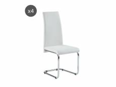 Lot de 4 chaises mara simili blanc pieds métal chromé MARA04BL