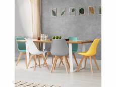 Lot de 6 chaises scandinaves sara mix color pastel jaune, blanc, gris clair x2, vert mentholé x2