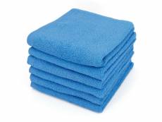 Lot de 6 serviettes de toilette 50x90 cm alpha bleu turquoise