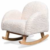 Mini fauteuil à bascule en fourrure - Blanc - L 45 cm x P 53 cm x H 51cm