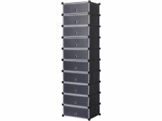 Organisateur d'unité d'étagères de rangement pour chaussures modulaire 10 cubes avec portes plastique noir helloshop26 19_0000349