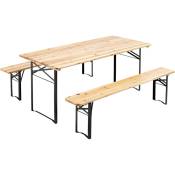 Oviala - Set brasseur table et 2 bancs en bois 180
