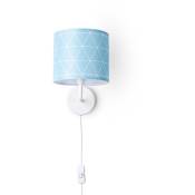 Paco Home - Applique Abat-Jour Tissu Lampe à Poser Lampe De Chevet E14 Vintage Rétro Ronde Lampe murale - Blanc, Design 9 (Ø18 cm)