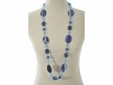 Paris prix - collier design cristal & perles "neck" 18cm bleu foncé
