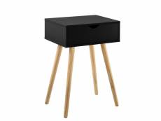 Petite table avec tiroir table de nuit table de chevet commode meuble de rangement pieds de table en pin 60 cm noir helloshop26 03_0003143