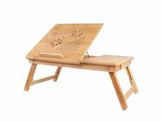 Plateau de lit pliable, table pour ordinateur portable, bureau ajustable avec grande ventilation, matériau: bambou 3700778720267