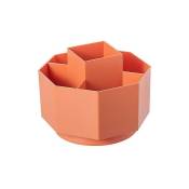 Porte-stylo rotatif en plastique, support de stockage de papeterie de bureau, porte-stylo de stockage hexagonal de bureau (1 pièce, orange)