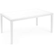 Prince - Table de jardin rectangulaire en polyrattan blanc. Table d'extérieur 6 places 150x90cm