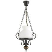Rabalux - Lampe à suspension Petronel métal / bois verre mat noir / noyer / verre opale Ø40cm h: 38cm