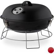 Relaxdays barbecue rond, portable, couvercle, pique