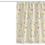 Rideau de douche 100 x 200 cm Plantes Fleurs Tissu polyester épais résistant à la moisissure Doublure de rideau de douche pour décoration de salle de