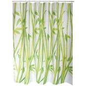 Rideau de douche'Bambou' en polyester 180x200cm Blanc/Vert