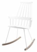 Rocking chair Comback / Polycarbonate & pieds bois - Kartell blanc en plastique