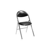 Sans Marque - Chaise pliante vinyle noire piètement chromé - Lot de 2 - Maxiburo