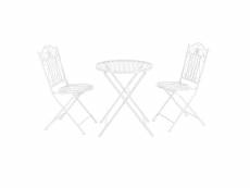 Set de bistrot élégant table ronde et chaises pliables pour jardin terrasse balcon métal blanc [en.casa]