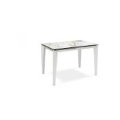 Sololed - Table extensible de 120cm à 170cm plateau moderne en céramique sur verre trempé marbre Calacatta Borghini
