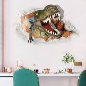 Stickers Muraux Dinosaure Forêt Autocollants Mural 3D Look Animaux pour Chambre Décoration Murale(blanc)
