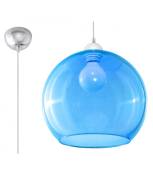 Suspension BALL verre/acier bleu/chrome 1 ampoule