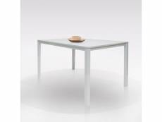 Table à rallonges en métal peint et plateau en stratifié, coloris blanc, 130 x 76 x 85 cm. 8052773121408