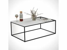 Table basse conalo l95xp55cm métal noir et bois blanc