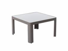 Table basse d'extérieur aluminium/verre gris - flores - l 70 x l 70 x h 40 - neuf