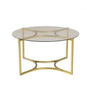 Table basse élégante en métal doré avec plateau
