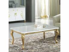 Table basse laque blanc brillant - or - seborga - l 120 x l 68 x h 43 cm