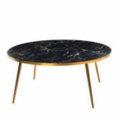 Table basse / Ø 80 x H 35 - Aspect marbre - Pols Potten noir en plastique