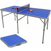 Table de ping-pong (152 x 76 cm), table de ping-pong pliable, base pliable, portable, avec filet, 2 raquettes, 3 balles