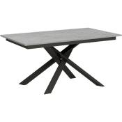 Table extensible 90x160/220 cm Ganty Cemento - chant de la même couleur que le piètement Anthracite