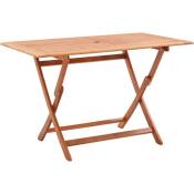 Table pliable de jardin 120x70x75 cm Bois d'eucalyptus solide The Living Store Brun