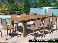 Table rectangulaire extensible en aluminium aspect Teck SANTORIN - 10 places - Jardiline
