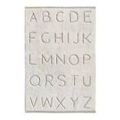 Tapis 100% coton motif alphabet cisaillé-relief naturel 100x150