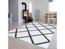 Tapiso luxury tapis moderne carré blanc gris foncé