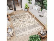 Tapiso patio tapis extérieur intérieur gris marron ethno 3d résistant 200x300 EC79D CREAM 2,00-3,00 PATIO CTL