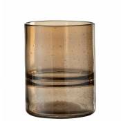 Vase cylindrique avec anneaux en verre marron 16x16x20