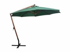 Vidaxl parasol 350 cm poteau en bois vert 42965