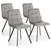 Vs Venta-stock - Set de 4 chaises Salle à Manger Mila Tapissées Grises Claires, 58 cm x 45 cm x 90 cm - gris claire