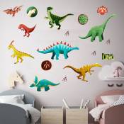 Xinuy - Stickers muraux dinosaures pour chambre de garçon, autocollants muraux dinosaures phosphorescents pour chambre d'enfant, décoration murale,