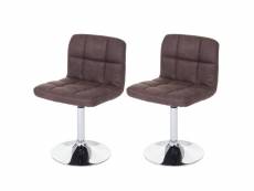 2 x chaise de salle à manger kavala, pivotante, imitation daim, chrome ~ brun foncé vintage