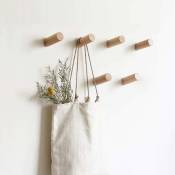 6 cintres en bois crochets muraux cintres muraux crochets décoratifs (hêtre 6cm)