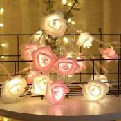 Aiducho - Guirlande Lumineuse Rose 3m 20 Led à Piles Fleur Rose Blanc Chaud Rose Fées Lumières Romantique Maison Jardin Décoration Pour Mariage Fête