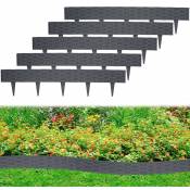Aufun - 5m Rotin Bordure de pelouse avec 5 éléments de 100 cm, aspect rotin Bordure de parterre Design Plastique pliable (Anthracite)