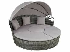 Bain de soleil transat meuble jardin rond modulable gris helloshop26 2208062
