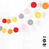 Barcelona Led - Guirlande lumineuse exterieur 24 boules 3 mètres usb - Intérieur - Rose, Blanc, Gris, Orange - Rose, Blanc, Gris, Orange
