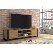 Bim Furniture - Meuble tv couleur chêne rustique avec pieds noirs188x47Hx40 Cm